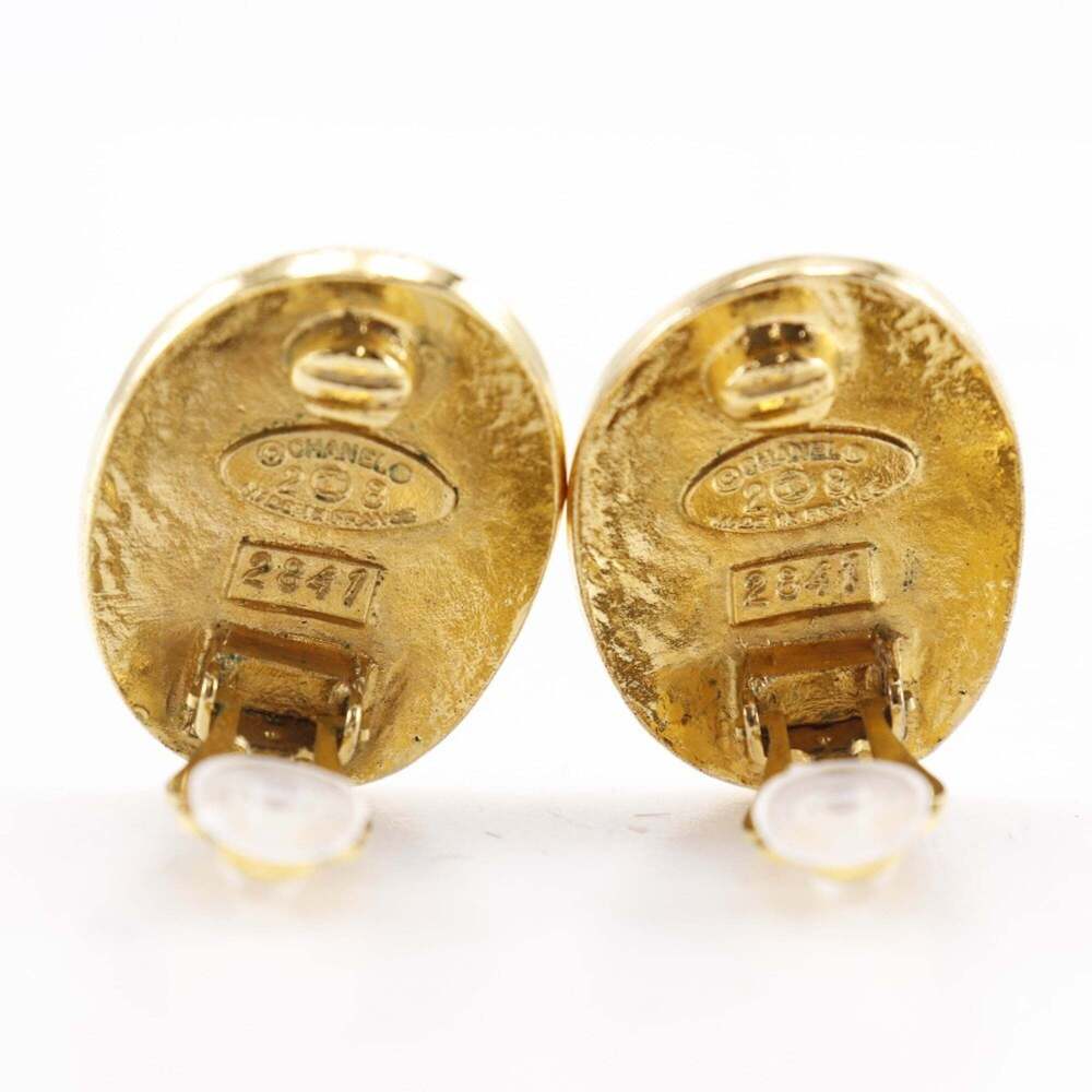CHANEL Authentic Gold Logo Earrings - Picture 4 of 7